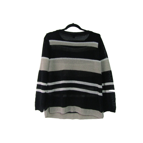 Anne Taylor Black Cable Knit Sweater size L Coastal Nautical Boho Y2K 90s VTG - Picture 2 of 8